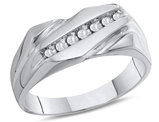 Mens Diamond Wedding Band Ring 1/8 Carat (ctw H-I, I2-I3) in 10K White Gold