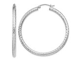 Large Diamond Cut Hoop Earrings in Sterling Silver 1 3/4 Inch (3.0mm)