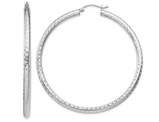 Extra Large Diamond Cut Hoop Earrings in Sterling Silver 2 Inch (3.0mm)