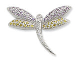 Synthetic Cubic Zirconia (CZ) Dragonfly Pin Brooch in Sterling Silver