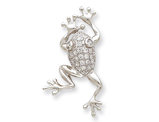 Synthetic Cubic Zirconia (CZ) Frog Pin Brooch in Sterling Silver