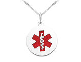 14K White Gold Medical Charm Pendant Necklace with Chain