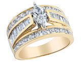 2.00 Carat (ctw G-H, I1-I2) Diamond Marquise Engagement Ring in 14K Yellow Gold