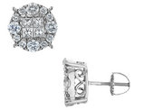 2.00 Carat (ctw) Princess Cut Diamond Earrings in 14K White Gold