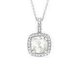 Lab-Created White Topaz Pendant Necklace with Diamond Accent 1 3/4 Carat (ctw) in Sterling Silver with Chain