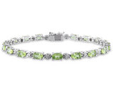 Peridot Bracelet 8.80 Carat (ctw) with Diamonds in Sterling Silver