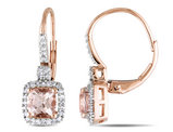 1.30 Carat (ctw) Morganite and Diamond Leverback Earrings in 10K Rose Gold