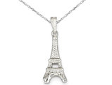Eiffel Tower Charm Pendant Necklace in Sterling Silver with Chain