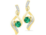 1/4 Carat (ctw) Lab-Created Emerald Infinity Earrings in 10K Yellow Gold