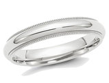 Ladies or Men's Platinum 4mm Comfort Fit Milgrain Wedding Band Ring