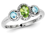 1/2 Carat (ctw) Peridot and Blue Topaz Ring in Sterling Silver
