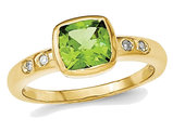 Ladies Natural Cushion Cut Peridot 1.20 Carat (ctw) Ring in 14K Yellow Gold