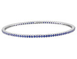 3.00 Carat (ctw) Blue Sapphire Bangle Bracelet in 18K White Gold