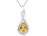 1.10 Carat (ctw) Lab-Created Citrine Drop Infinity Pendant Necklace in Sterling Silver with Chain and Accent Diamonds