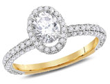 Halo Diamond Engagement Ring 1.75 Carat (ctw G-H , I1) in 14K Yellow Gold