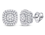 1/2 Carat (ctw H-I, I1-I2) Diamond Cluster Halo Post Earrings in 14K White Gold