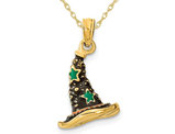 14K Yellow Gold Witch's Hat Charm Pendant Necklace with Chain