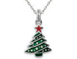 Sterling Silver Christmas Tree Charm Pendant Necklace with Chain