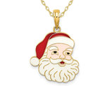 14K Yellow Gold Santa Charm Pendant Necklace with Chain