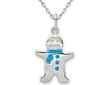 Sterling Silver Gingerbread Man Charm Pendant Necklace with Chain