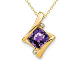 1.25 Carat (ctw) Natural Amethyst Pendant Necklace in 14K Yellow Gold with Chain