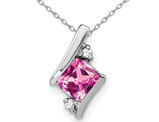 2/3 Carat (ctw) Lab-Created Pink Sapphire Pendant Necklace in 10K White Gold  with Chain