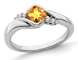 1/2 Carat (ctw) Cushion-Cut Citrine Ring in 14K White Gold