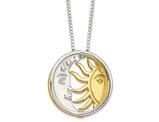 Sun and Moon Charm Necklace in Yellow Plated Sterling Silver