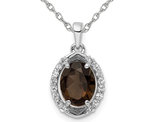 1.54 Carat (ctw) Smokey Quartz & White Topaz Pendant Necklace in Sterling Silver with Chain