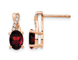 1.40 Carat (ctw) Garnet Earrings in 10K Rose Pink Gold with Accent Diamonds