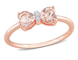 1.00 Carat (ctw) Morganite Heart Bow Ring in 10K Rose Pink Gold