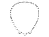 Sterling Silver Triple Heart Paperclip Link Necklace (17.5 Inches)