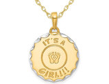 14K Yellow Gold Its A Girl Disc Pendant Necklace with Chain