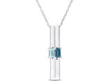 4/5 Carat (ctw) London and Sku Blue Topaz Stick Pendant Necklace in Sterling Silver with Chain