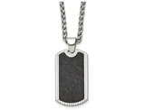 Men's Black Carbon Fiber Dog Tag Pendant Necklace in Stainless Steel with Chain