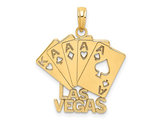 14K Yellow Gold Las Vegas Playing Cards Charm Pendant (NO Chain)