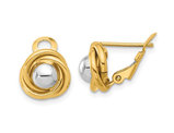 14K Yellow and White Gold Omega Swirl Button Earrings