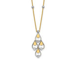 14K Yellow and White Gold Chandelier Pendant Necklace with Chain (16.5 Inches)