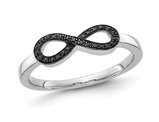 1/12 Carat (ctw) Black Diamond Infinity Ring in 14K White Gold