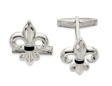 Men's Fleur De Lys Cuff Links in Sterling Silver with Black Onyx