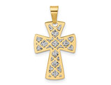 14K Yellow Gold Diamond-Cut Cross Pendant (NO CHAIN)