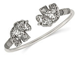 Stering Silver Antiqued Filigree Elephants Flexible Bangle Bracelet