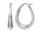 Sterling Silver Polished Fancy Oval Hoop Earrings