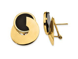 Black Onyx Button Post Earrings in 14K yellow Gold