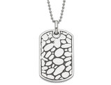 Mens Stainless Steel Pebble Dog Tag Pendant Necklace with Chain