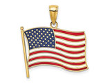 10K Yellow Gold American Flag Charm Pendant (NO CHAIN)