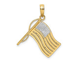 American Flag Pendant Necklace in 10K Yellow Gold (NO CHAIN)