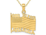 10K Yellow Gold God Bless America Flag Pendant (NO CHAIN)