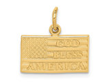 14K Yellow Gold God Bless America Flag Pendant (NO CHAIN)