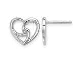 Sterling Silver Polished Heart Post Earrings with Accent Diamond